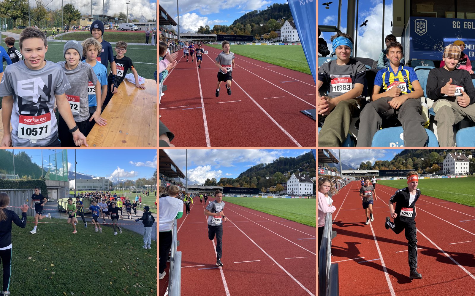 Eindrücke vom Cross-Country-Lauf in Schwaz: Start, Laufstrecke, Zieleinlauf und Tribüne